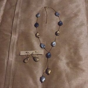 Long necklace with hoop earrings set